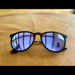 Ray-Ban Erika RB4171 Sunglasses Tortoise Rubber Frame / Violet Mirror Lens